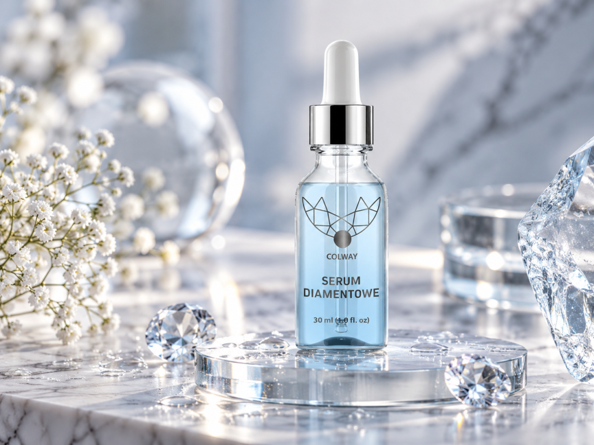Luksusowe serum diamentowe w kryształowej scenerii